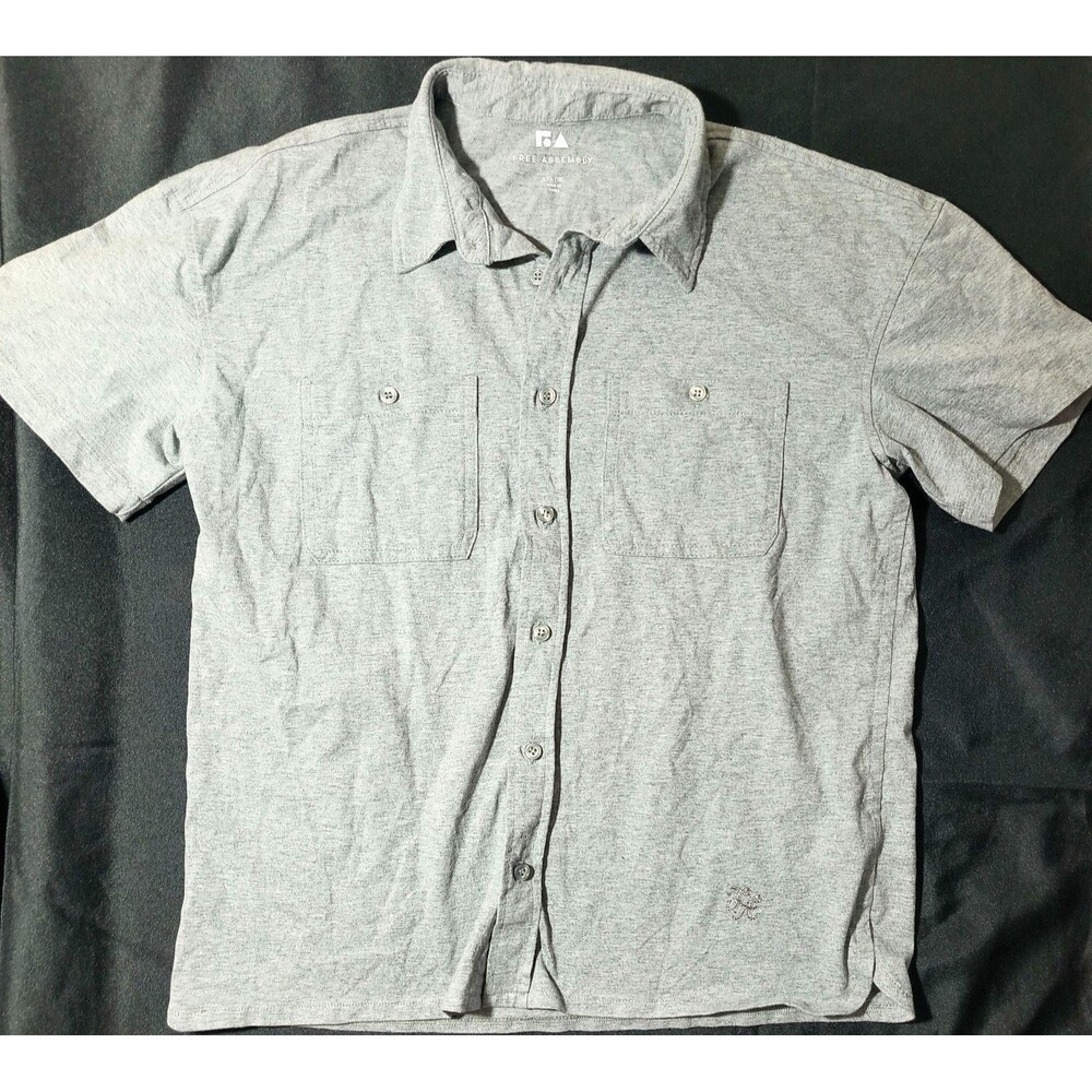 Free Assembly Boys Gray Short Sleeve Button-Up Shirt XXL 18